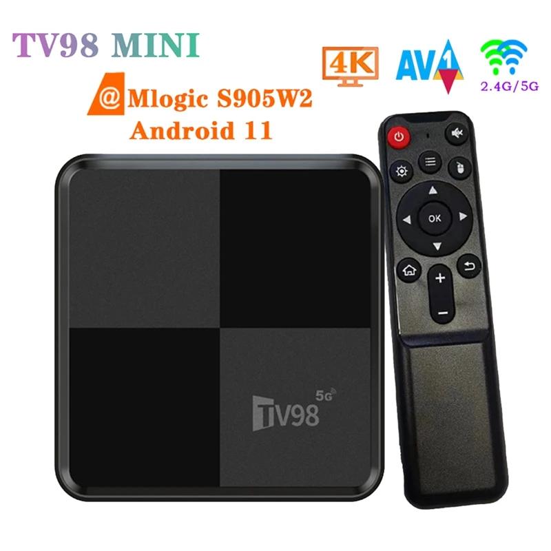 Ʈ TV ڽ, TV 98 ̵ ÷̾, ȵ̵ 11, 2G + 16G, S905W2, 2.4G  5G , 4K